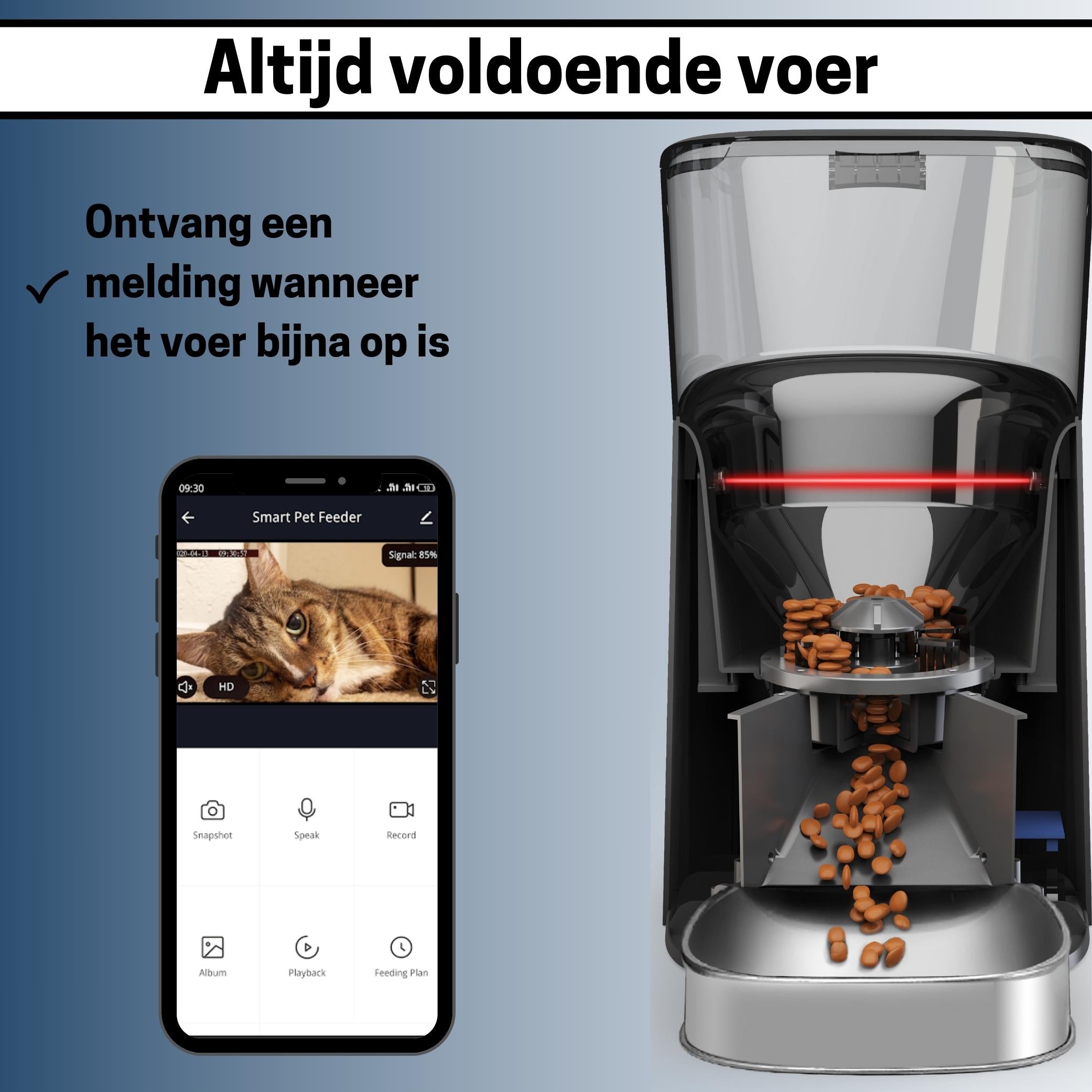 Slimme Voerautomaat met Camera en Audio - RVS Voerbak met SD-kaart - Voor Katten en Honden - Stijlvol Zwart Design - modernized.nl