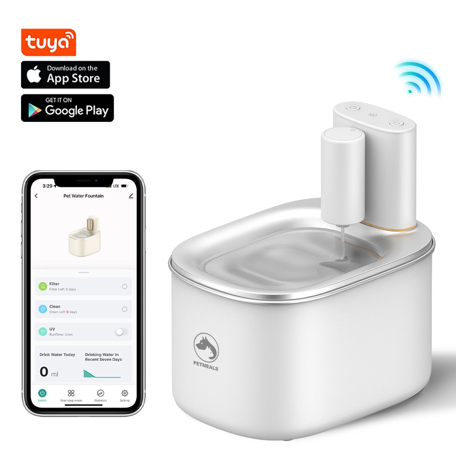 PetMeals® Drinkfontein voor Katten en Honden - Slimme Drinkfontein met App - 4L Voor ultieme hydratatie!