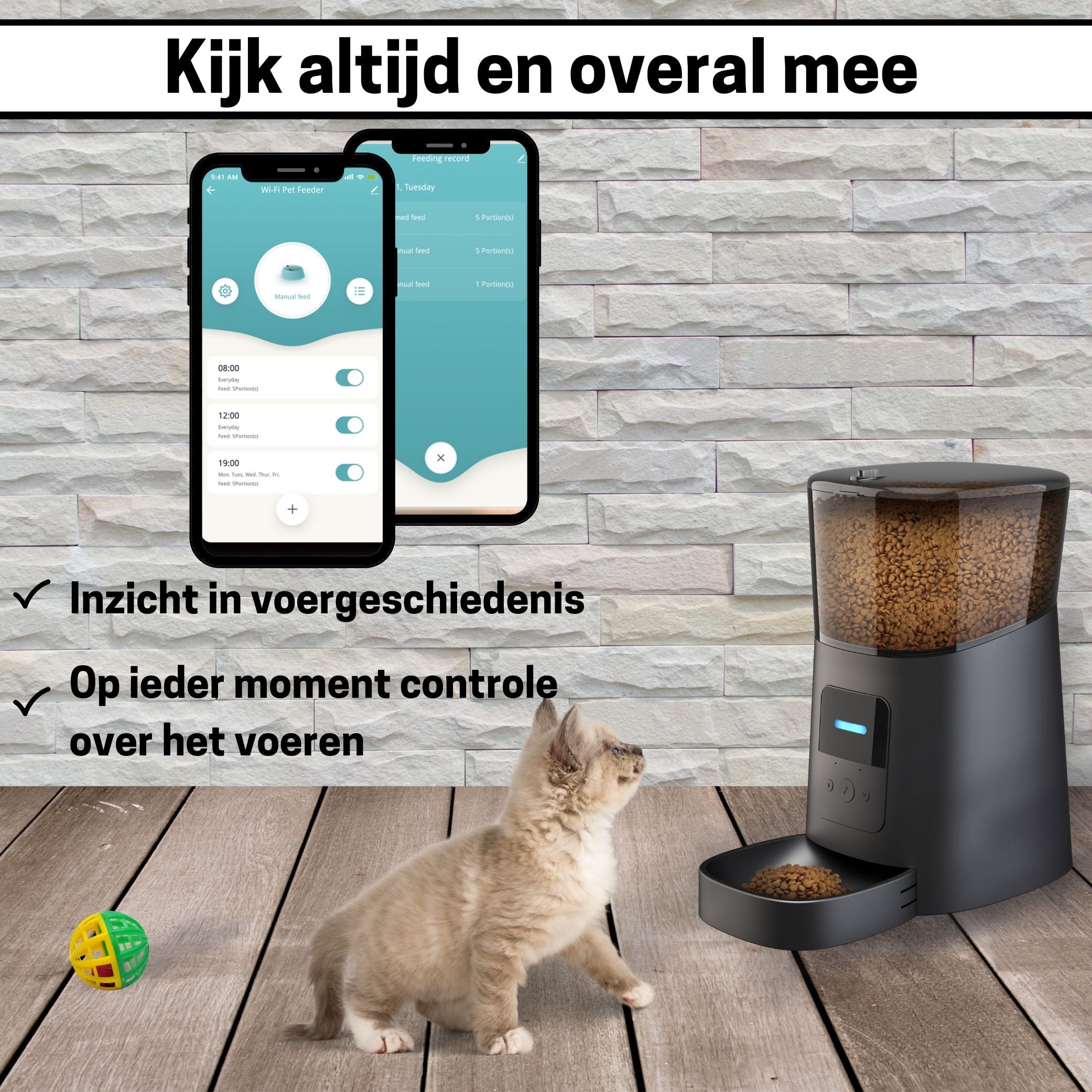 Slimme Voerautomaat voor Katten - App & Geluid - Automatische Voerbak in Elegant Zwart - modernized.nl