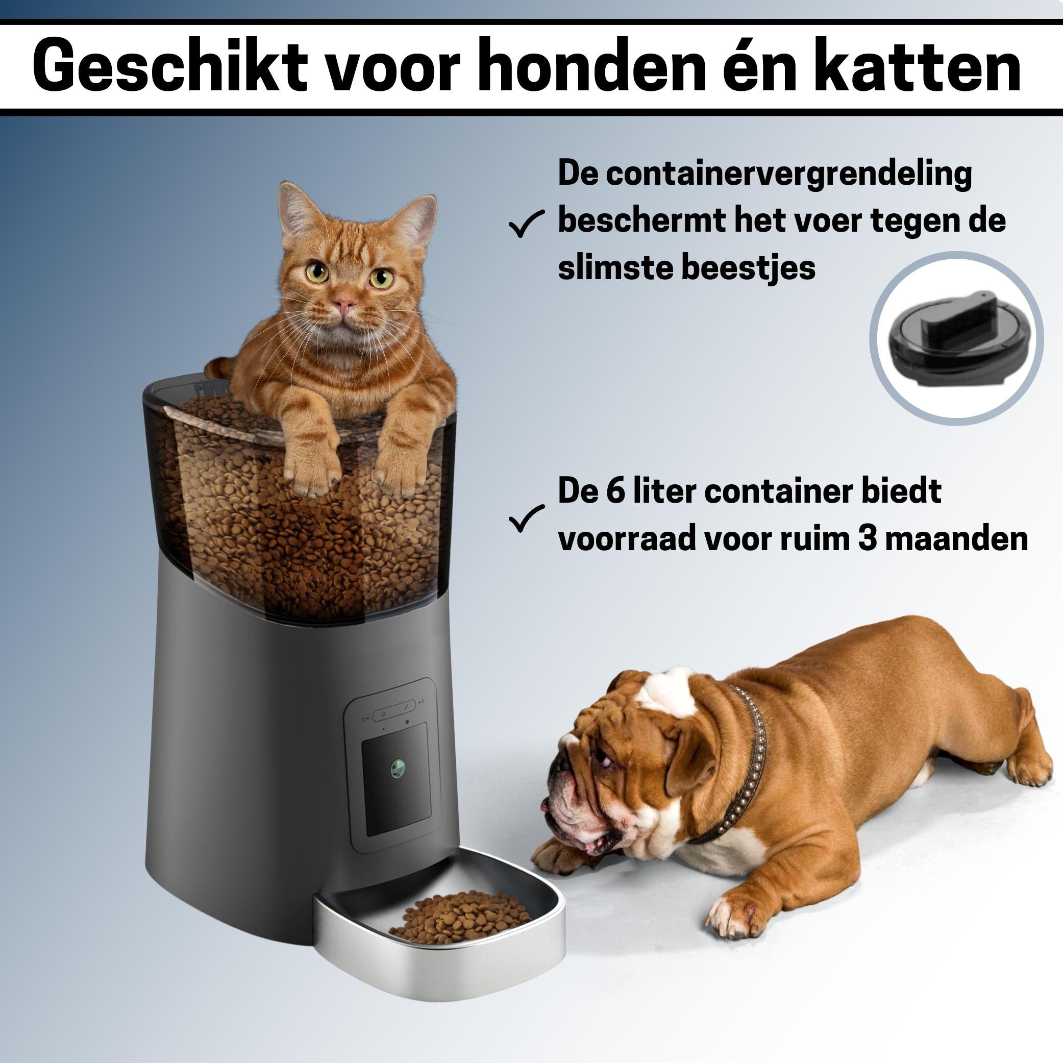 Slimme Voerautomaat met Camera en Audio - RVS Voerbak met SD-kaart - Voor Katten en Honden - Stijlvol Zwart Design - modernized.nl