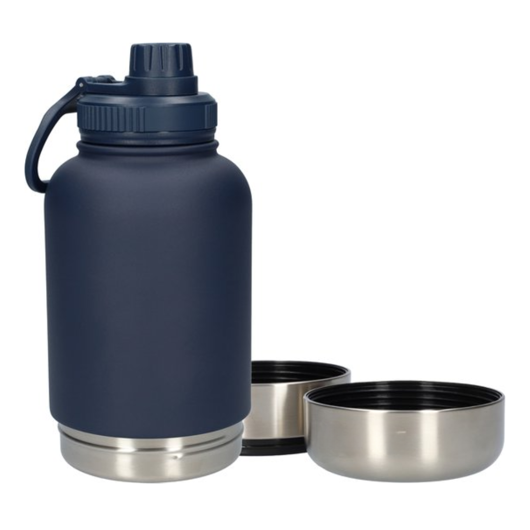 Waterfles met voederbak van 1000ml | Donker blauw