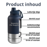 Waterfles met voederbak van 1000ml | Donker blauw