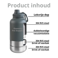 Waterfles met voederbak van 1000ml | Grijs