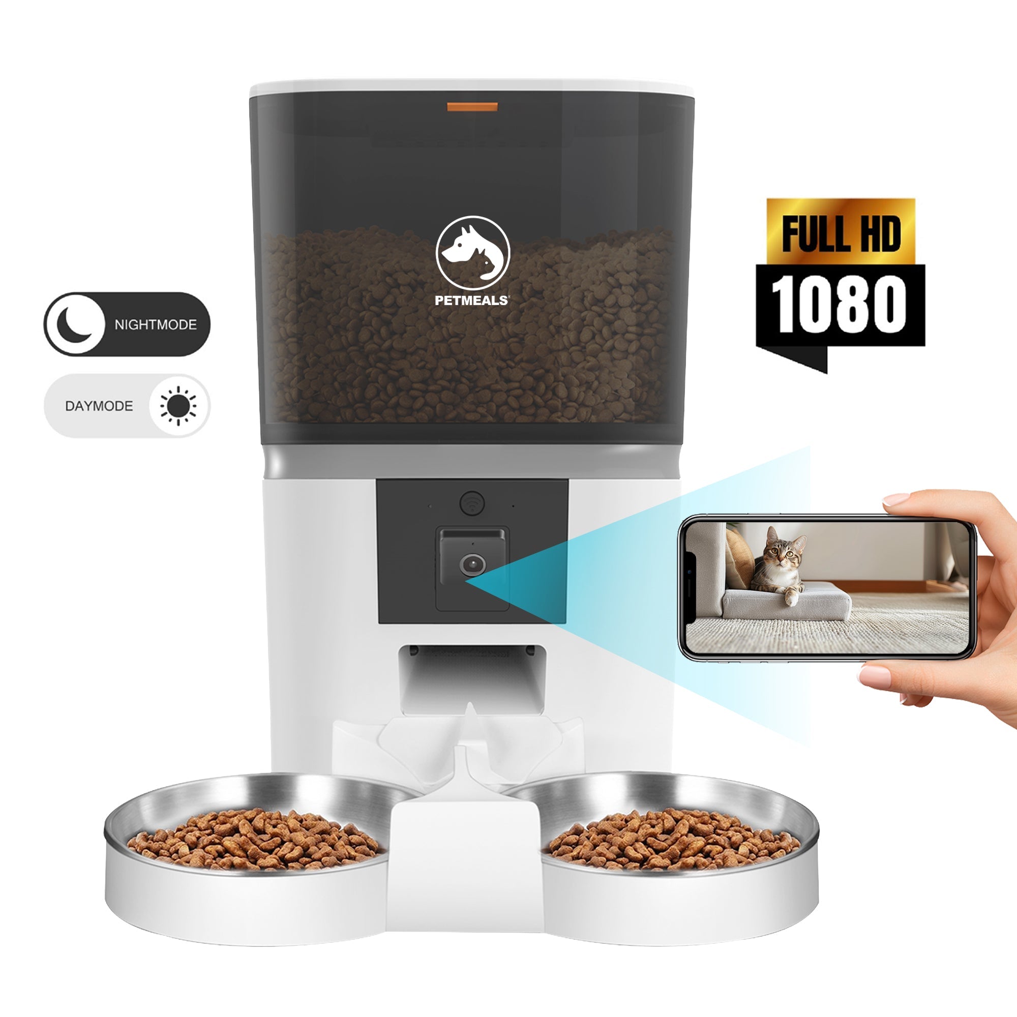 PetMeals® Automatische Voerbak met Camera - Dubbele Kom voor Gemak en Controle